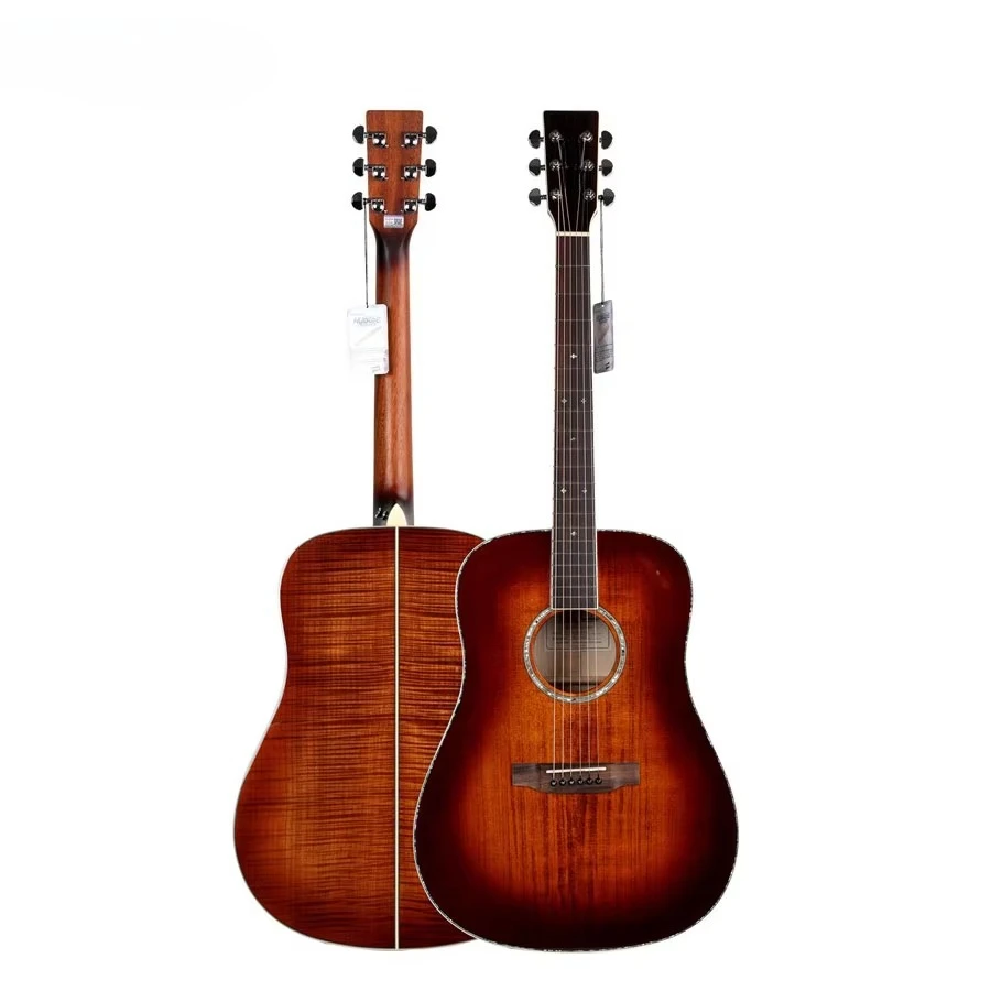 WG280 Wavegarden Professional Solid Semi Acoustic Guitar Solid Sitka Spruce Top Flame Maple Back/Sides Premium Musical