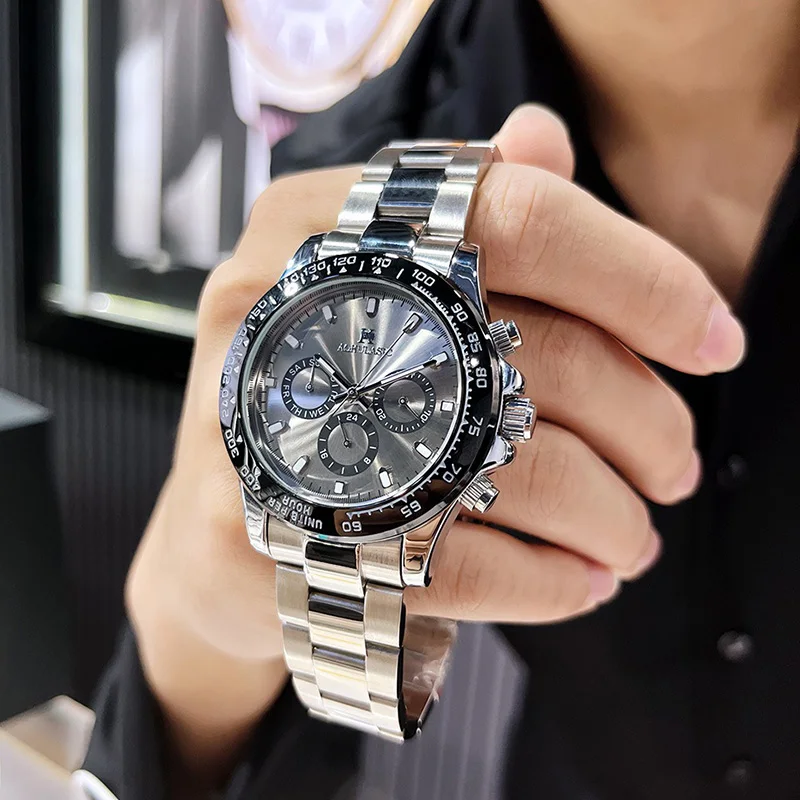 Men Fully Automatic Mechanical Watch Luminous Calendar Small Three Hand 316 Stainless Steel Strap 30M Waterproof 40MM Large Dial