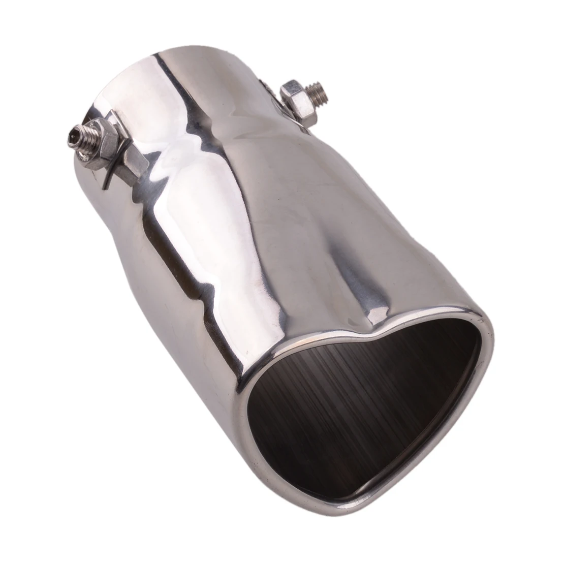 Universal Car Exterior Rear Silver Heart Shape Tail Inlet Exhaust Muffler End Tip Pipe Cover