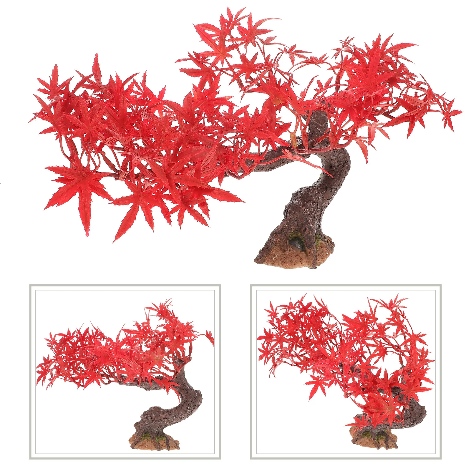 Mini Red Maple Tree Artificial Small Tree Decoration For Home Office Desk Sand Table Landscape Ornament Fake Plant