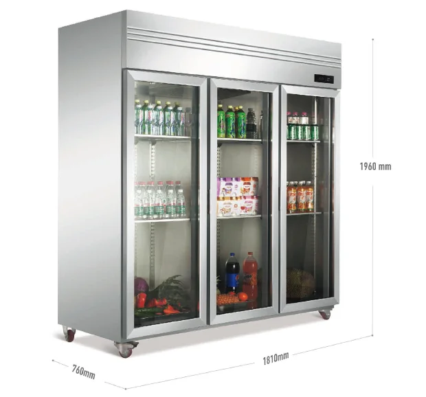 High Efficiency 3-Door Stainless Steel Refrigerator 1528L Big Capacity Portable Fresh-keeping Cold Freezer Chiller for Kitchen