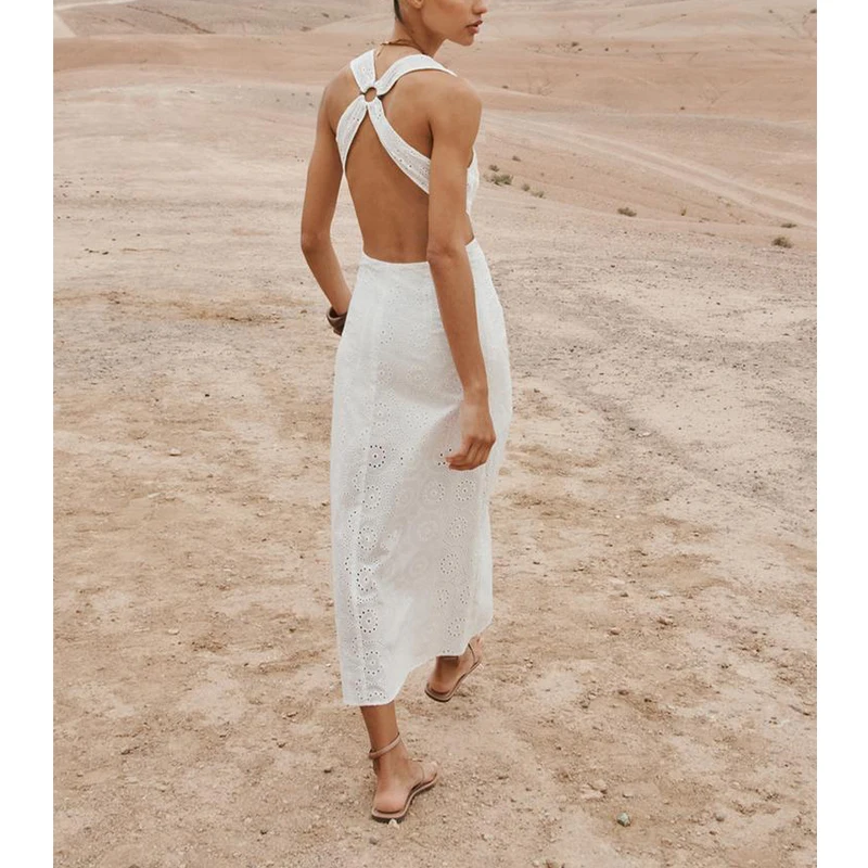 صيف جديد وصول المرأة المطرزة ter Ne ميدي الدكتور شاطئ Vaion Sle تنورة طويلة عالية الخصر لا Sve V-Ne Dr