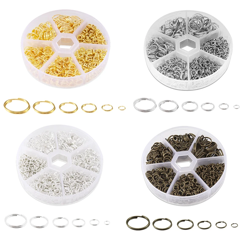 About 690Pcs 6 Different Sizes Open Jump Rings,4mm 5mm 6mm 8mm 10mm 12mm with 1Pc Jump Ring Open/Close Tool for DIY Crafts Gift