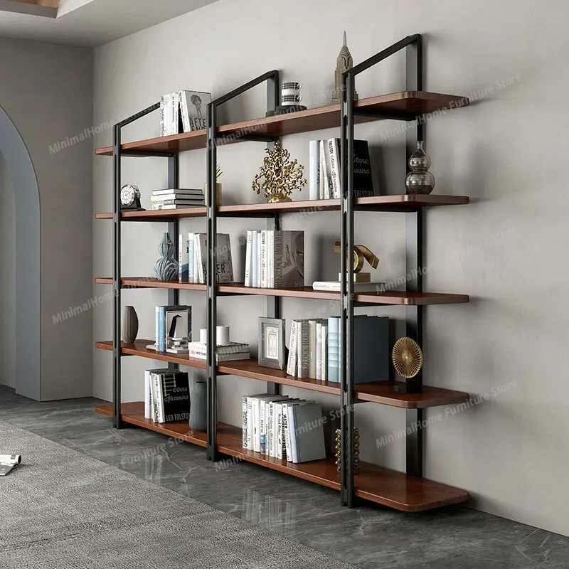 Libraries Simple Bookcases Multi-layer Solid Wood Floor-standing Bookcases Retro Living Room Furniture Rayonnages YS40CC