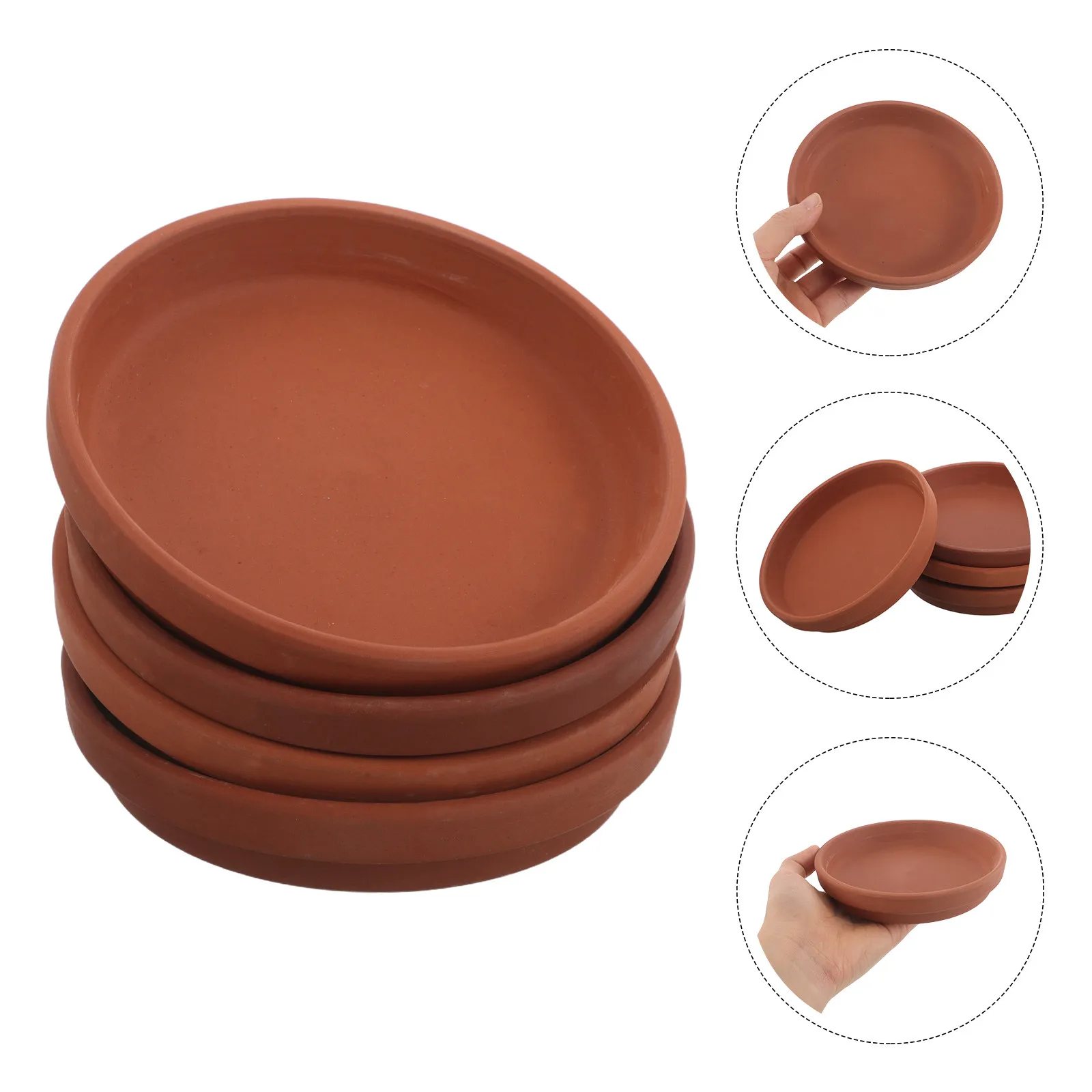 

4Pcs Terracotta Plant Saucer Natural Clay Round Drainage Tray for Indoor Outdoor Plants 5 Inch Planter Drip Tray Water Catcher