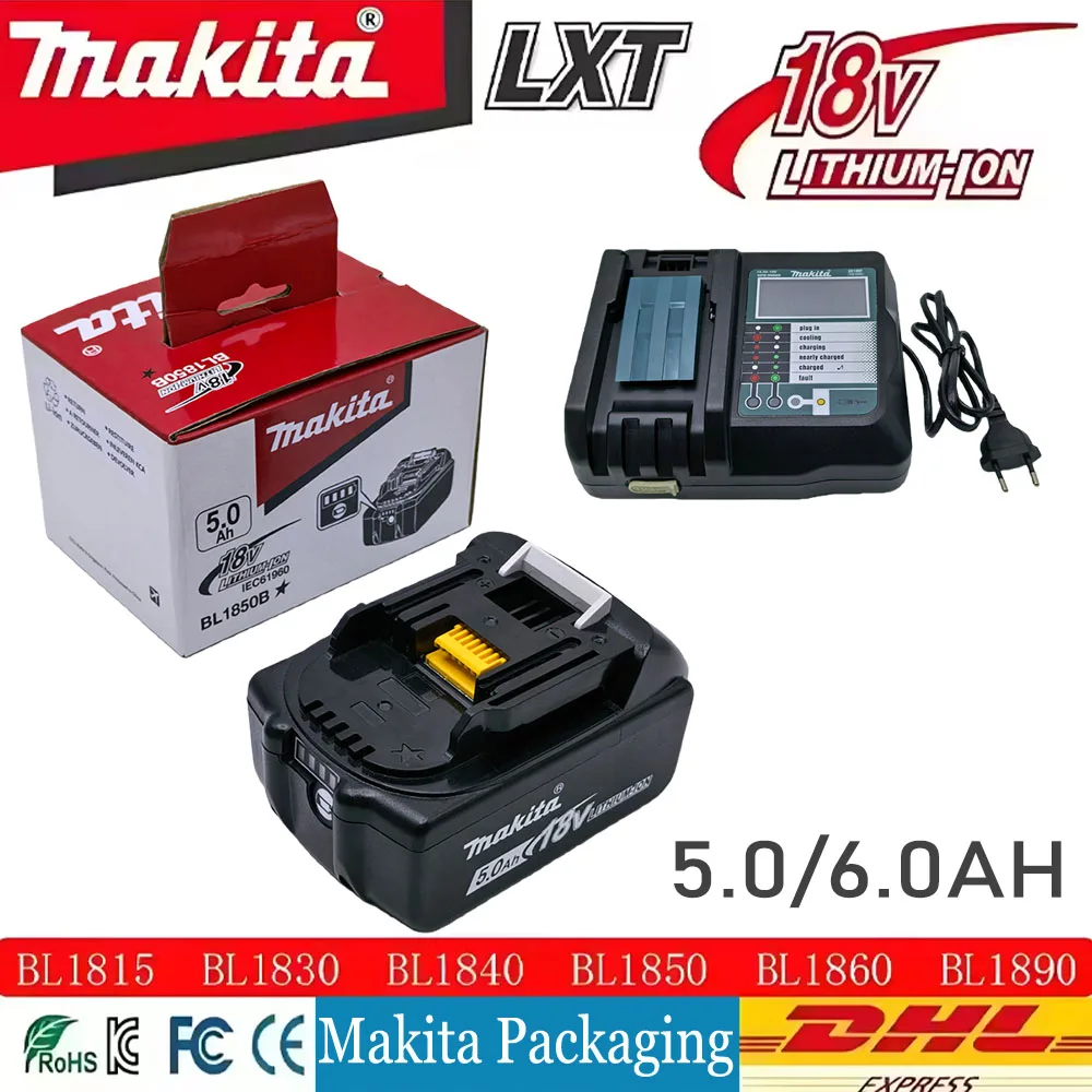 

100% Original Makita 6Ah/5Ah for Makita 18V Batteries BL1860B BL1850B BL1850 BL1840 BL1860 BL1815 Replacement Lithium Battery