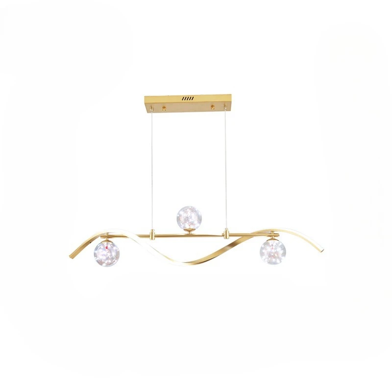 

Nordic creative light luxury lamps LED long dining table bar lighting wave restaurant chandelier