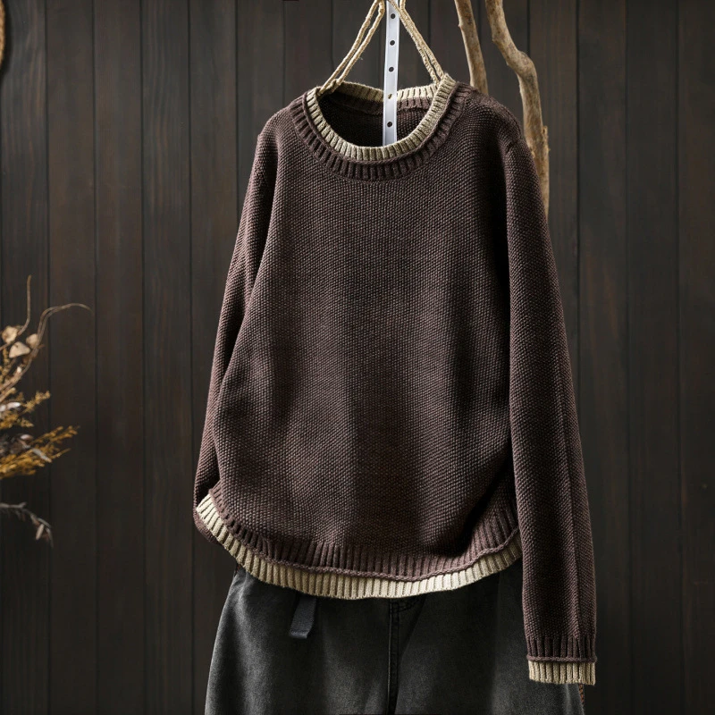 

Women Long Sleeve Casual Sweater New Arrival 2025 Autumn Simple Style O-neck Loose Female Basics Knitted Pullovers M2054