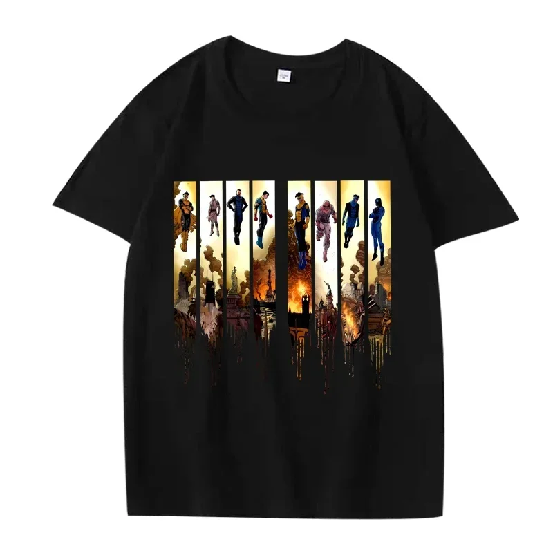 

Men's Invincible War comic pattern print 100% best-selling short-sleeved T-shirt, high-quality streetwear top