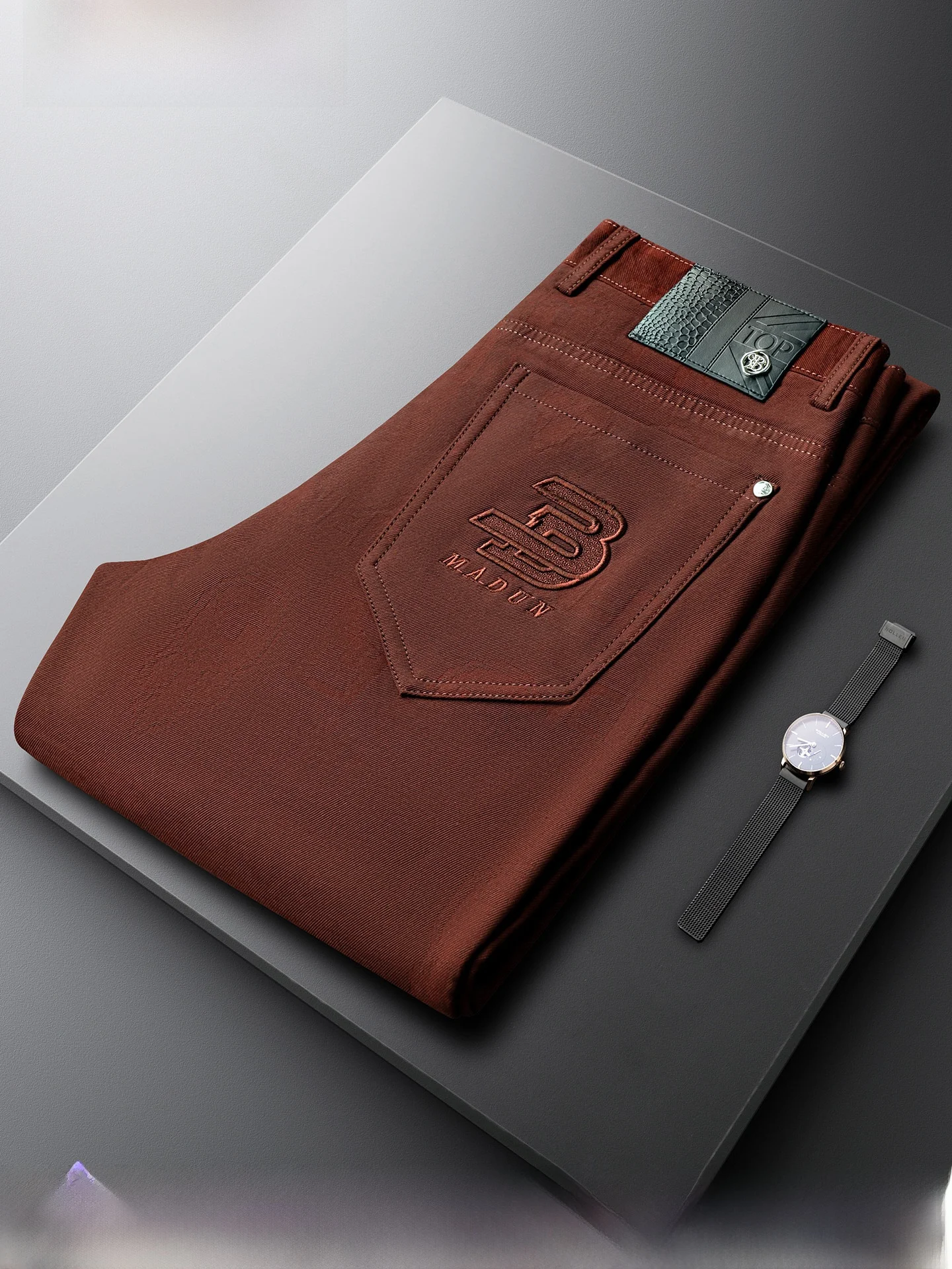 

K красные хлопковые джинсы с вышивкой, мужские узкие прямые брюки, осень-зима, новые повседневные брюки Sle Thi