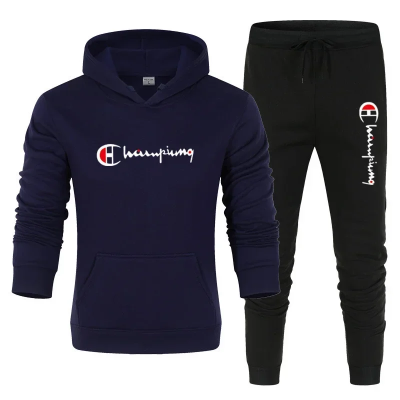 Men's 2 Piece Tracksuit Hooded Sweatshirt Sweatpants Casual Jogger Sportswear Streetwear Sets Male Sports Suits Outfit Clothing
