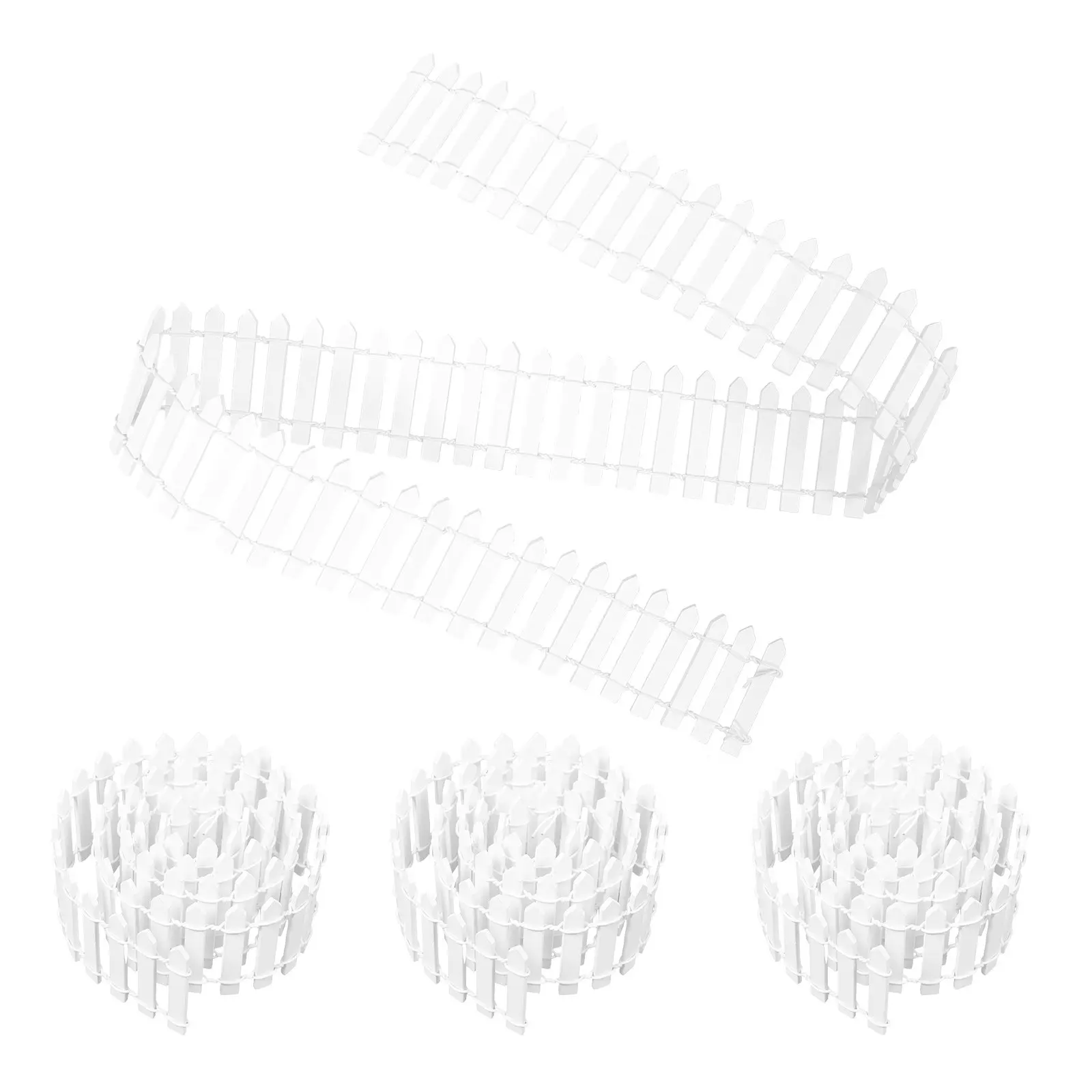 4Pcs White Miniature Garden Fence Plastic Picket Fence Decorative Border for Fairy Garden Bonsai Plant Pot Outdoor