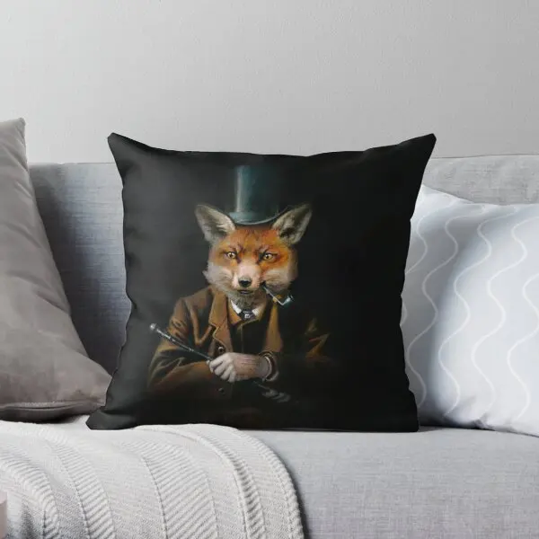 Dapper Victorian Fox  Printing Throw Pillow Cover Decor Office Anime Car Hotel Wedding Bedroom Pillows not include One Side