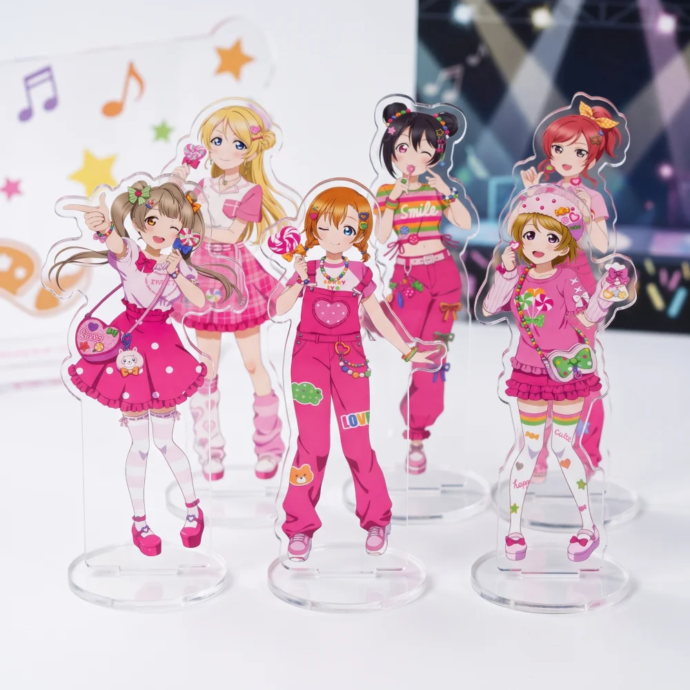 Love Live Nijigasaki Sweet Pink Outfit Acrylic Stand Keychain 15CM - Ayumu Setsuna Kanata Kasumi Desk Table Decor for Idol Fans
