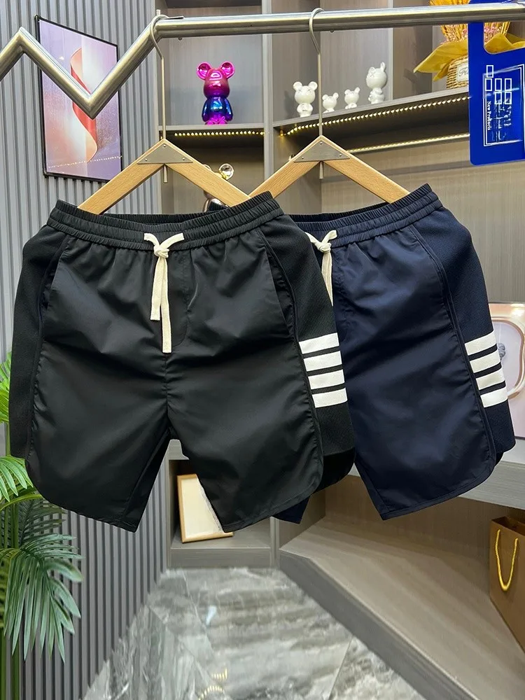 

Новые мужские летние повседневные спортивные пляжные шорты-бриджи с патчами, приталенные, универсальные, прямого кроя, для пар