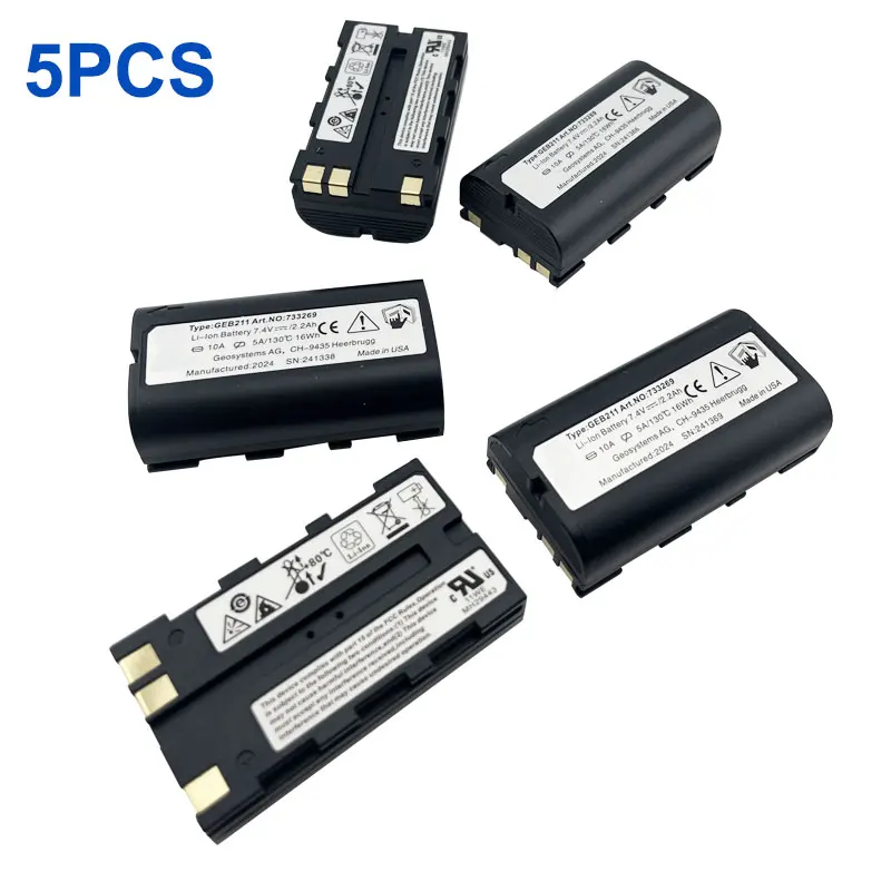 5PCS GEB211 Li-Ion Battery For SWISS RX900 RX1200 Series Controllers,ATX900 & 1230 Antennas ,Builder and Flexline Total Station