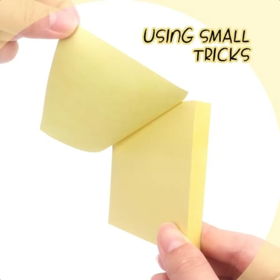 Sticky Notes 3x3 SelfStick Notes Pads with Bright Colors Easy to Post for Office School Home 4 Pads Pack 90 Sheets Pad Yellow