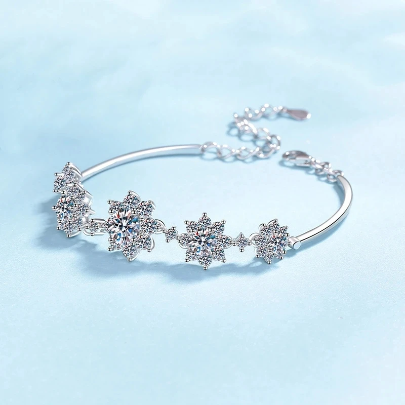 Women Valentine's Day 18K White Gold Wedding Bracelets 2.6CT Moissanite Diamond Girl Friend Birthday Gift PT950 Fine Jewelry