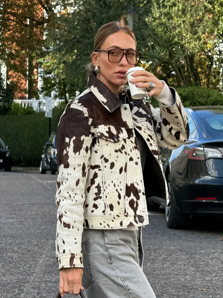 

HH женские модные куртки с принтом и отложным воротником с длинными рукавами и карманами, однобортные женские осенние уличные стильные пальто