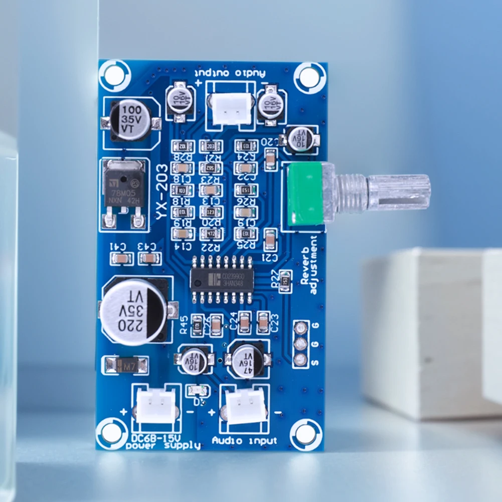 PT2399 مونو مكبر للصوت Preamp Reverb DC6-15V M65831 ميكروفون ريفيرب لوحة تيار مستمر مصدر طاقة واحد المضخم Reverberator