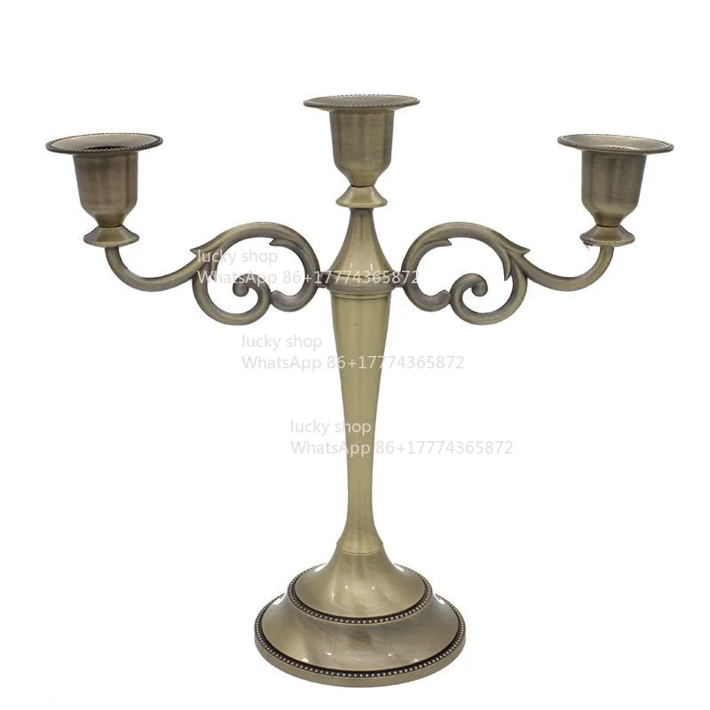 Metal Candlelight Dinner with Three Heads and Five Heads with Retro Candle Holder