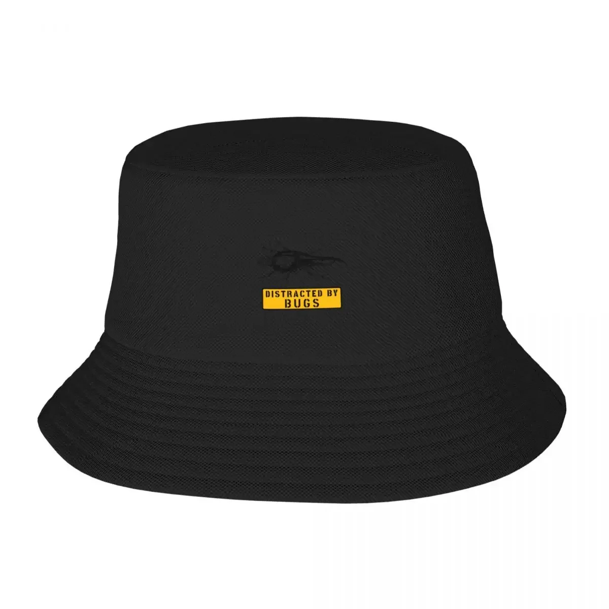 

EASILY DISTRACTED BY INSECTS INTERVERTEBRATE ANIMALS WARNING VECTOR ROAD SIGN Bucket Hat funny hat For Men Women's