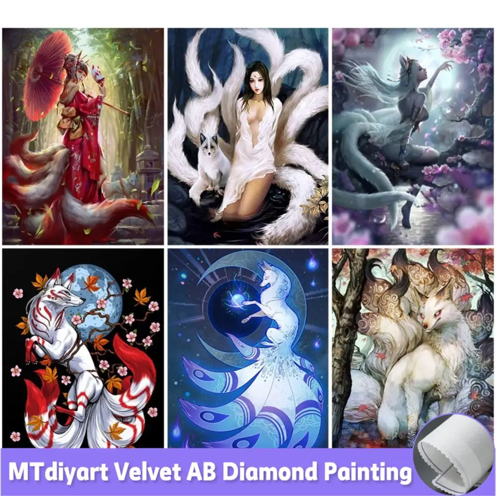 

5D алмазная живопись девятихвостая лиса AB мозаика полная дрель мифические животные вышивка крестиком новые поступления набор для вышивания Декор для дома