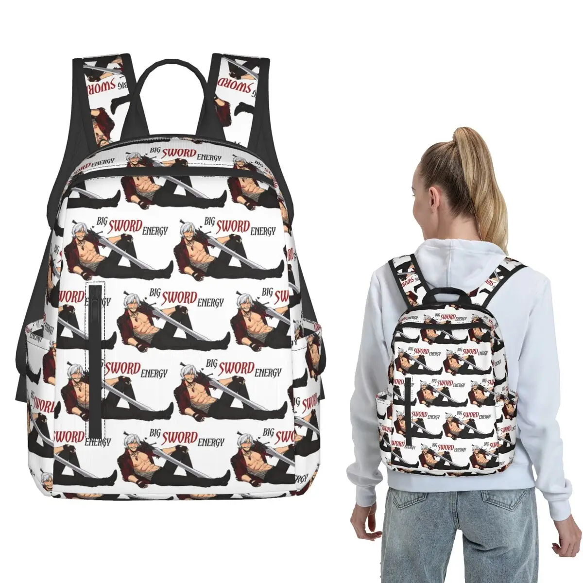 Devil May Cry Big Sword Energy Backpack Large Capacity Boys Girls BookBag School Bag Shoulder Bags for Men Women