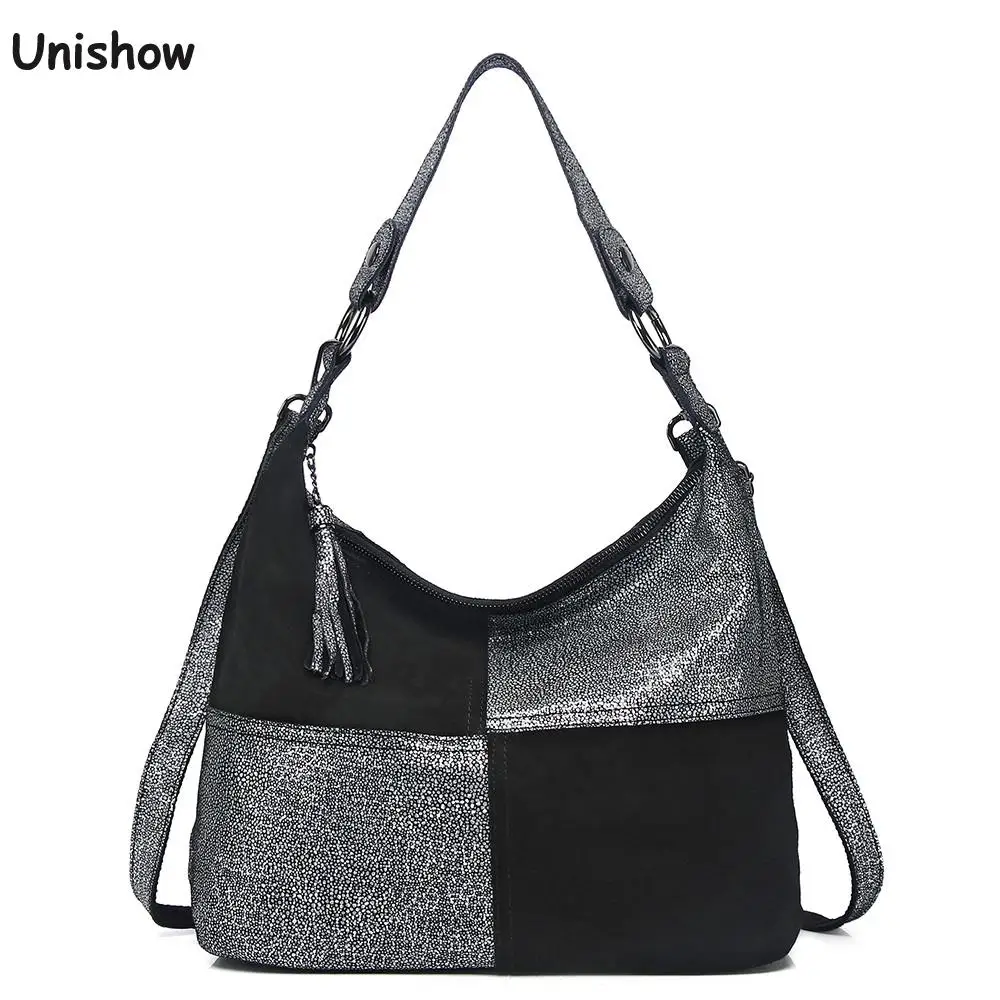 Stitching Design Women Bag Large Size Female Totes Bag Split Leather Ladies Handbag Luxury Casual Women Shoulder Bag Office Work