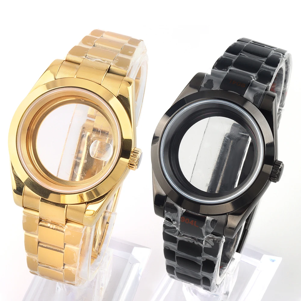 

36mm 39mm Gold/Black Watch Case Fit NH35 NH36 Movement Stainless Steel Waterproof Polish Oyster Bracelet Men's Watch Accessories