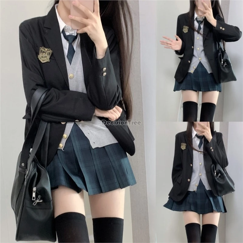 2026 new female jk school uniform students' autumn/winter fashion sweater jacket shirt short skirt college style clothing set