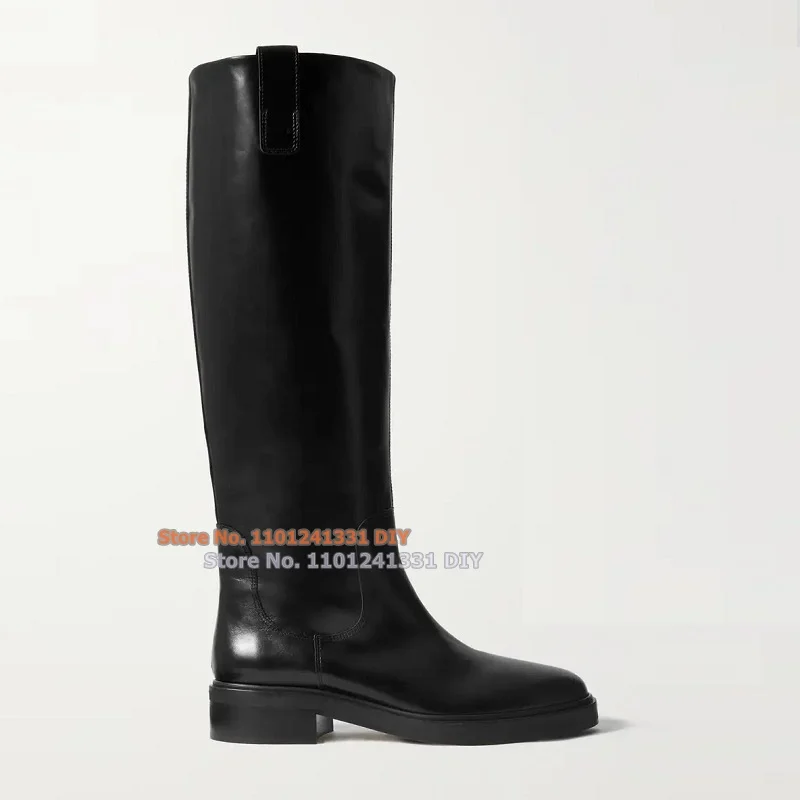 

Low Heeled Round Toe Riding Boots Women Knee High Boots Buckle Strap Long Boot Plus Size 35-43