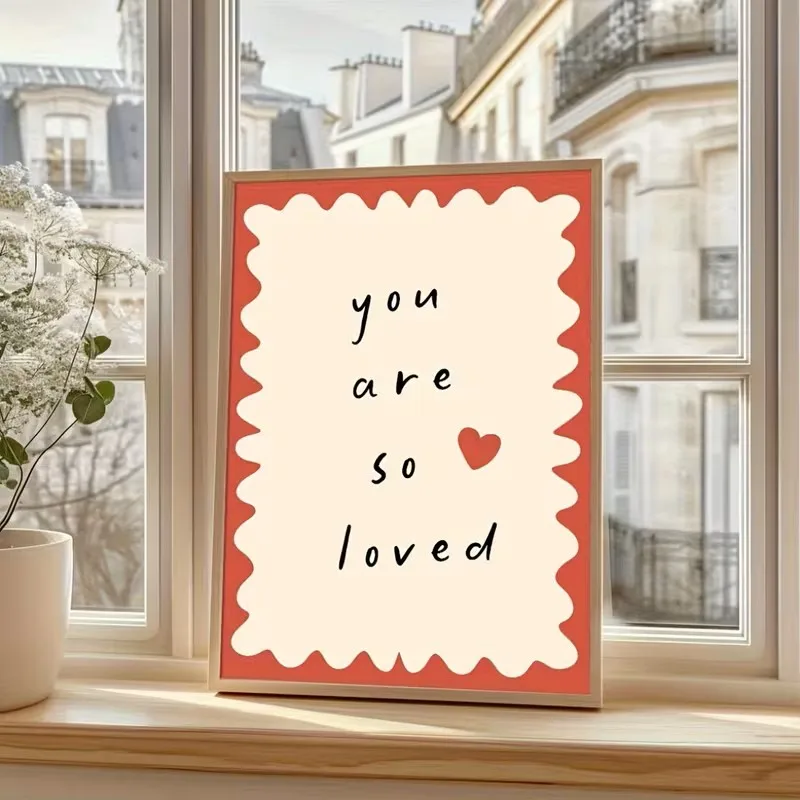 Póster de lienzo moderno con letras rojas y beige para habitación de bebé, imagen decorativa para pared, adecuada para decoración del hogar, habitaciones infantiles, salas de estar y salas de juegos