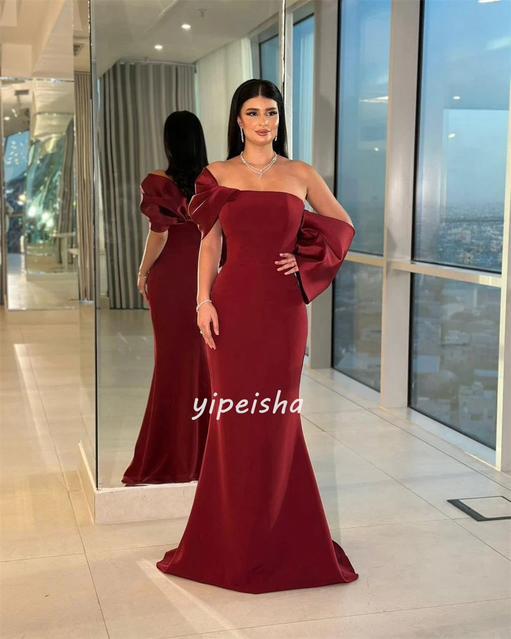 Sukienki na zamówienie wysokiej jakości, proste, z marszczeniami, plisowane, o kroju syreny, z odkrytymi ramionami, długie, sukienki na specjalne okazje szyte na miarę, pasujące do stylu retro.