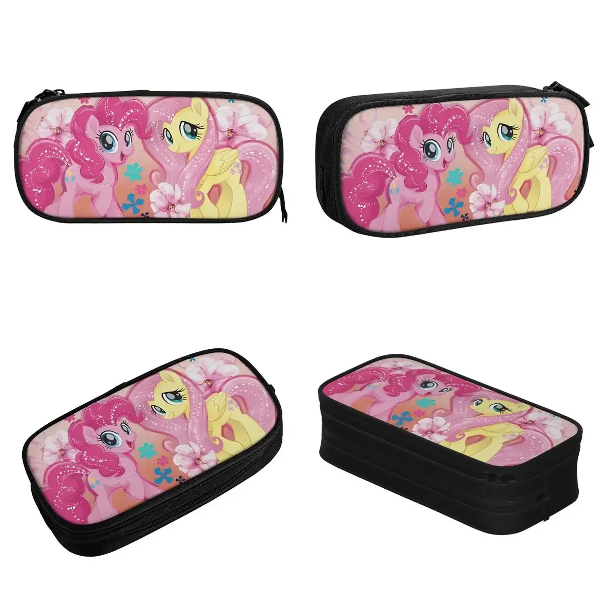 Lovely Fluttershy And Pinkie Pie Pencil Case Pencilcases Pen Holder Student Large Storage Bag School Supplies Gift Accessories