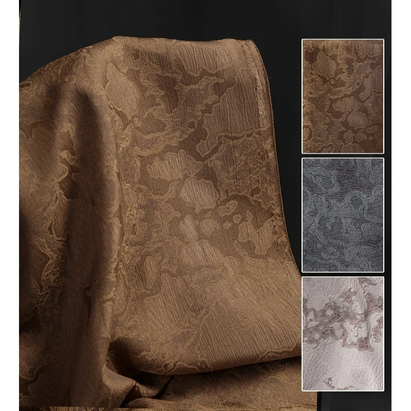 Brown Flowing Cloud Jacquard Double Sided Textured Handmade Fabric Chinese Style DIY Blazers Suits Designer Crafts Material