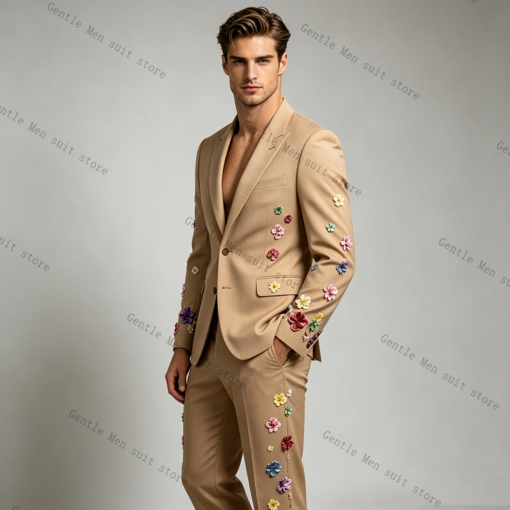 ชุดสูทผู้ชายสีกากี 2 ชิ้น เสื้ - Khaki Formal Wear Men บทวิจารณ์และราคา