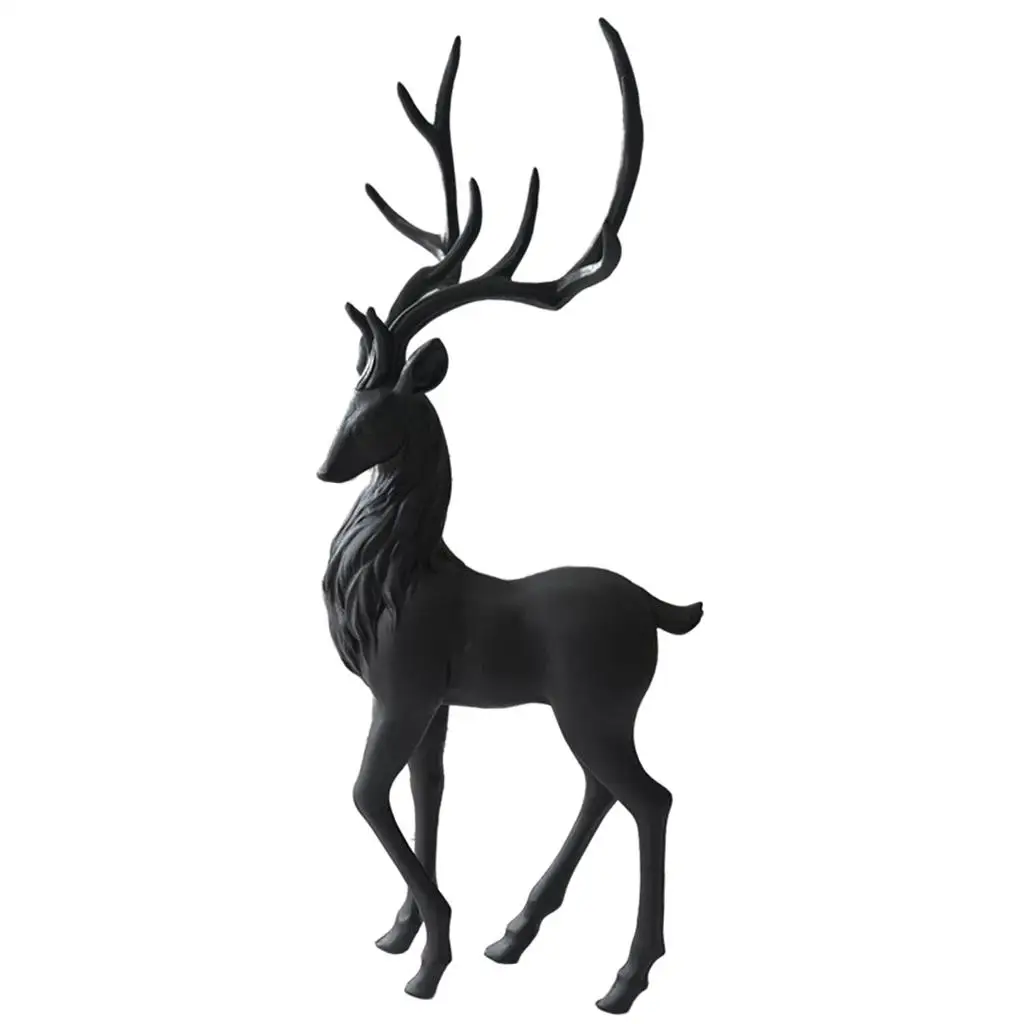 Modern Reindeer Ornaments Black Deer Decoration for Desk Light Luxury Statue
