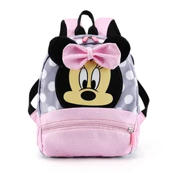 Mochila dos desenhos animados da Disney para meninos e meninas, Minnie Mickey Mouse Schoolbag, lindos brinquedos para crianças, jardim de infância