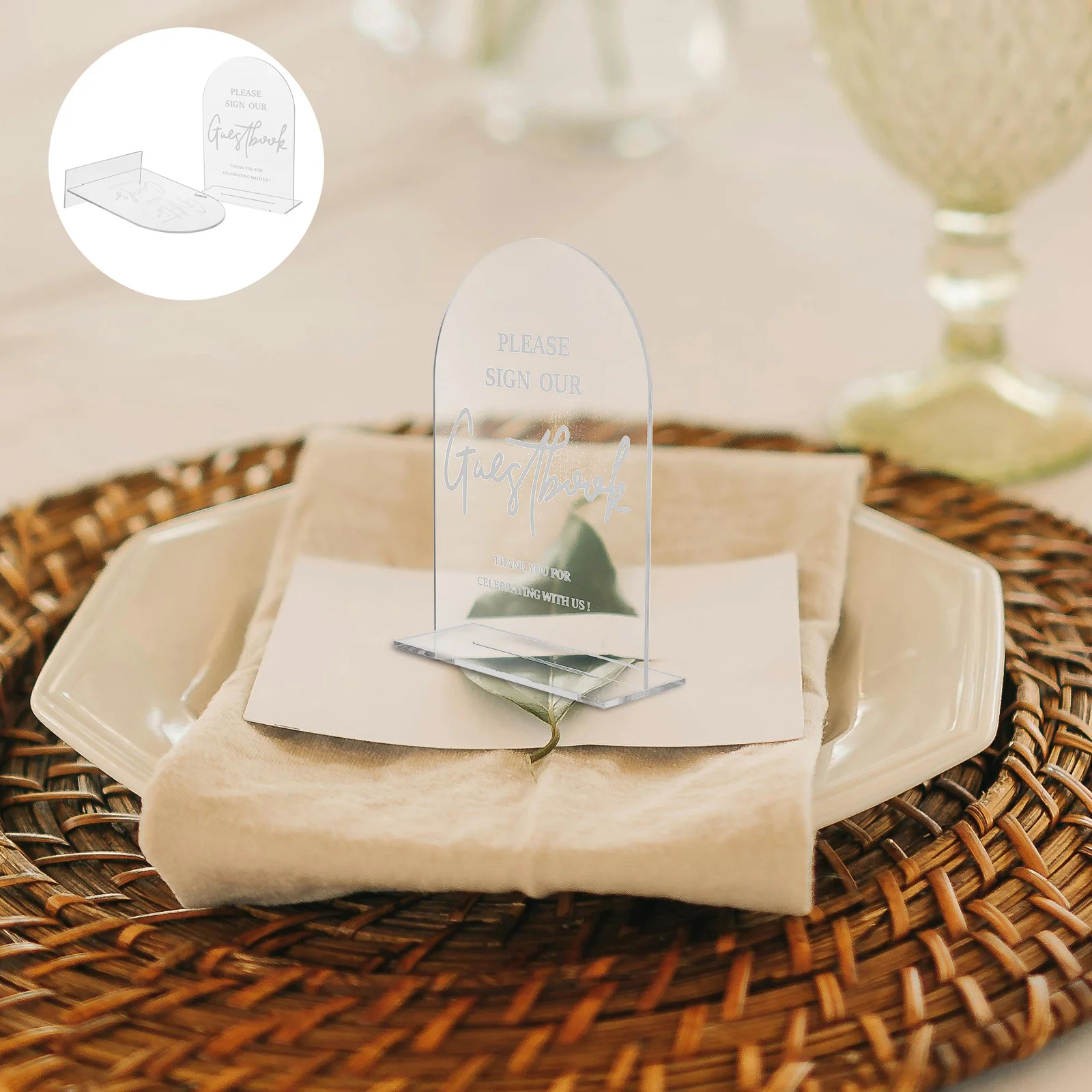 

2Pcs Acrylic Wedding Table Signs Elegant Clear Calligraphy Design for Reception Party Guest Book Decor Wedding Party Sign