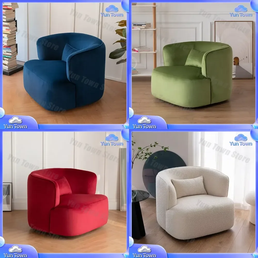 Velvet Fabric Single Sofa Leisure Chair for Hotel Living Room Apartment Modern Leisure Furniture