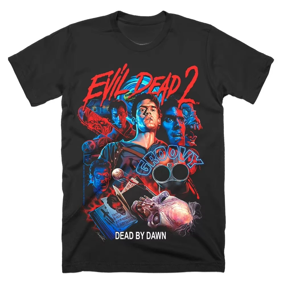 Evil Dead 2 T-Shirt Men Ash Chainsaw Breakout Horror Graphic Short Sleeve Oversized Streetwear Loose Oversized Unisex Short soft