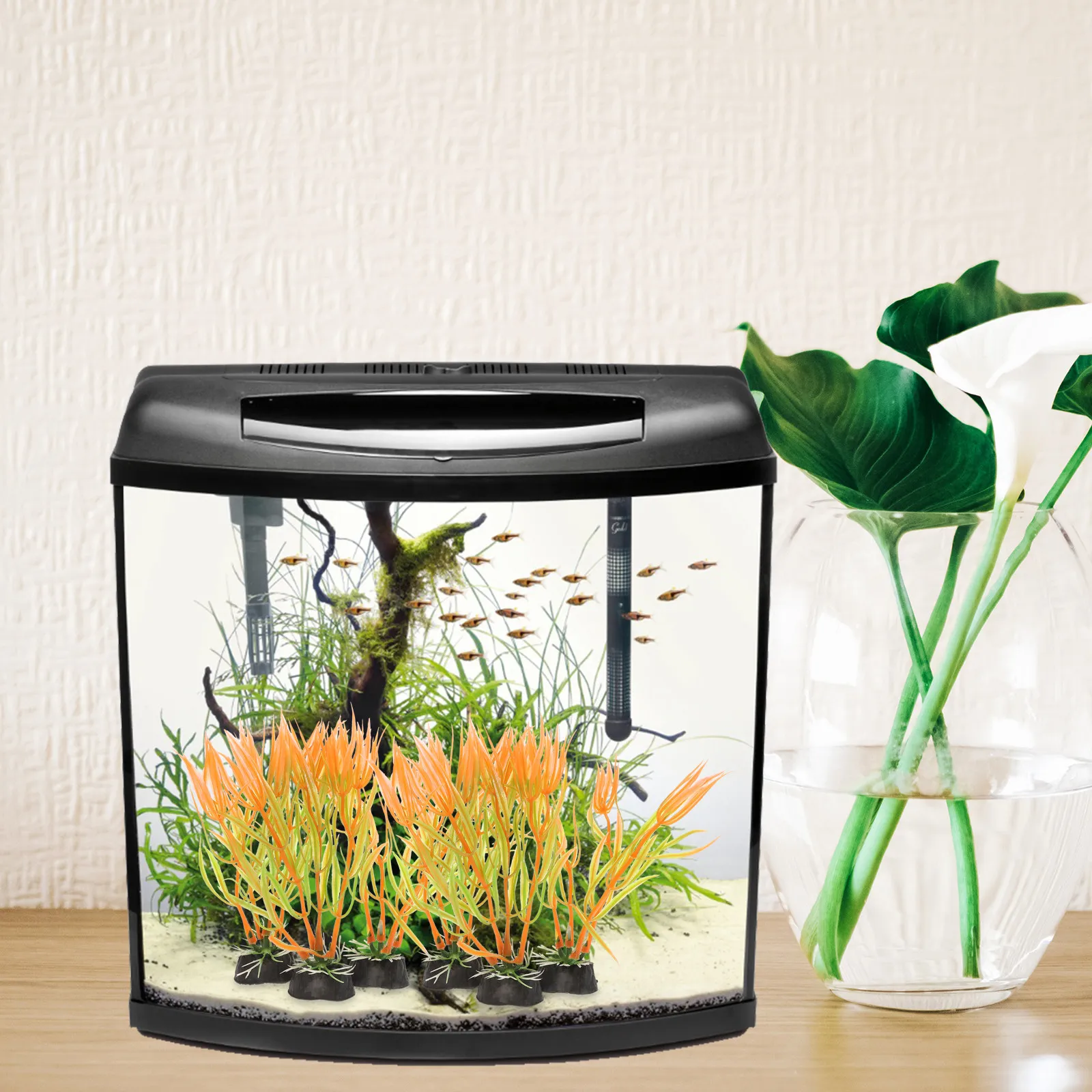 20個入りプレミアムフェイク水生植物、水槽装飾用、水中魚隠れ - Non Planted Aquarium Fish のレビューと価格