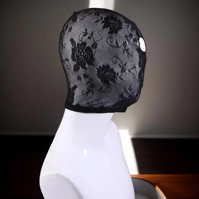 Maschera di pizzo nero alla moda Maschera per la testa sexy unisex Copertura elastica per il viso per copricapo per spettacoli di feste cosplay