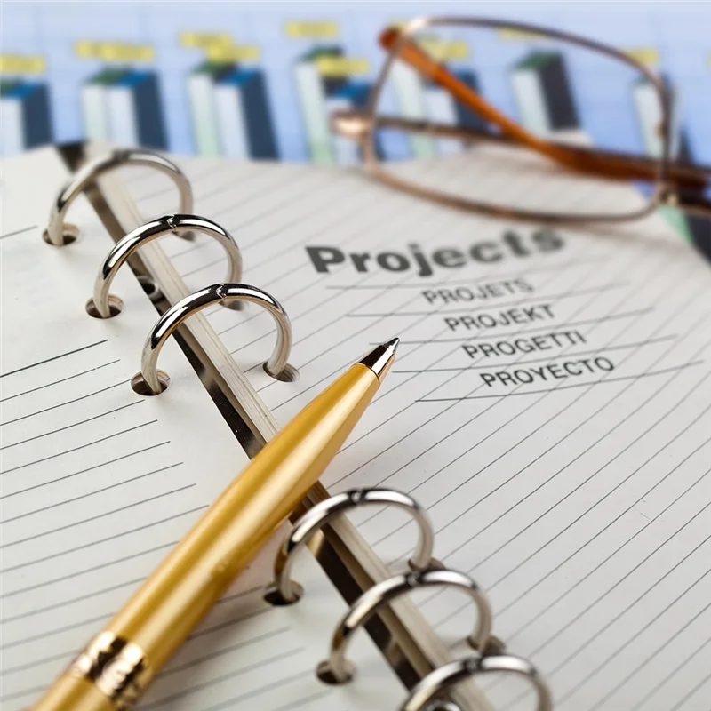 A19E-B5 9-Hole Ring Binder Mechanisms, 4 Set Binder Spine Replacement For Binder Planners,2Cm, Silver