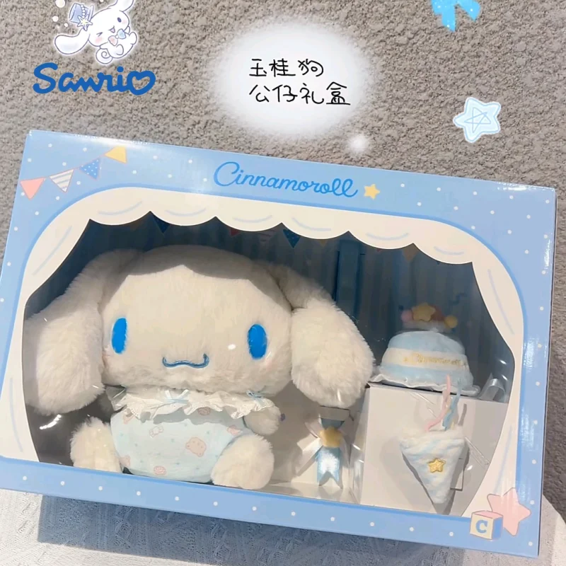 

Sanrio Cinnamoroll Plush Doll Gift Set Baby Day Birthday Series Cute Soft Birthday Gift For Kids Anime Fans Collectible Gift Box