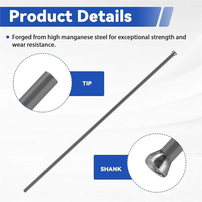A55F-100Pcs Heavy Duty Manganese Steel Descaling Needles 3X180mm For Pneumatic Electric Needle Scaler