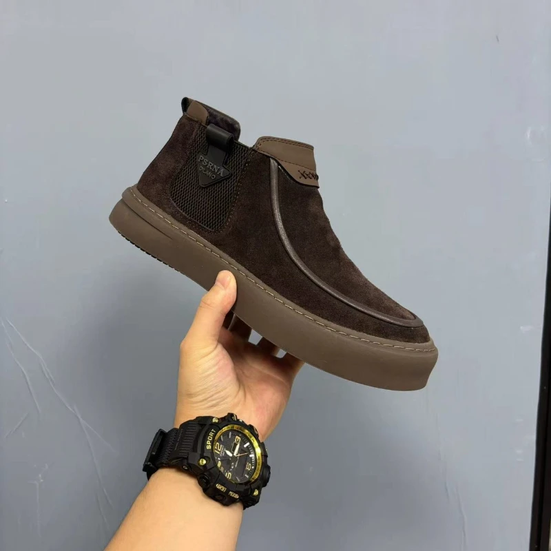 

Cowhide Velvet Autumn Winter Men's Protective Chelsea Boots Casual Frosted Business Banquet Men's Boots Outdoor Work Boots