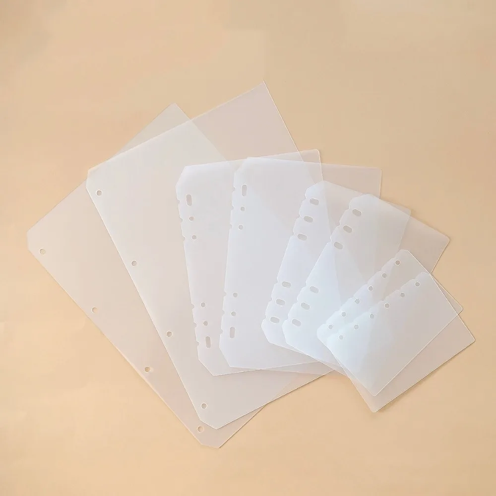 2pcs A4 A5 A6 A7 Loose-Leaf Notebook Refill Paper PP Transparent Spiral Binder Divider Page Separator Files Reports Binder