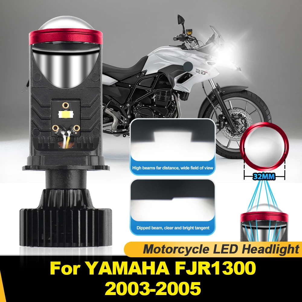 

Motorcycle H4 LED Headlight Blub With Fan 100W 6000K White Projector Lens Moto Light 12V For YAMAHA FJR1300 2003 2004 2005